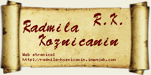Radmila Kozničanin vizit kartica